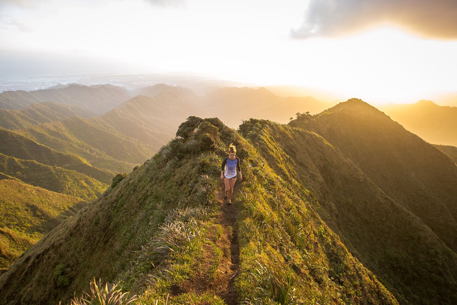 Woman running in the mountains